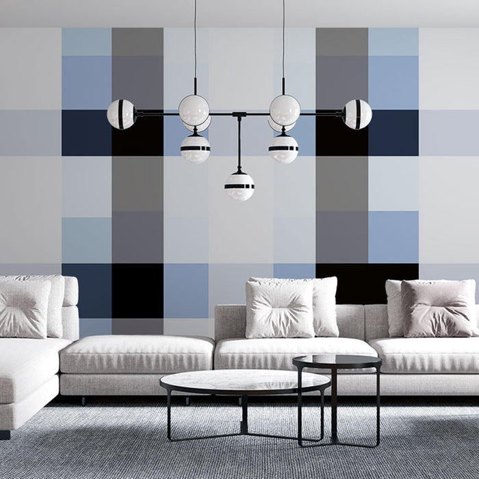 Mural Wallpaper modern Scottish | Blue and gray tartan