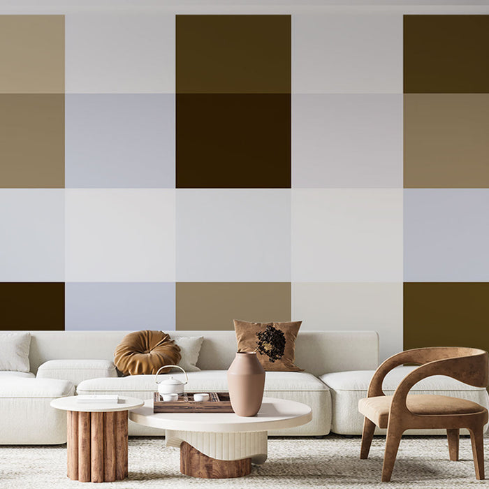 Modern Mural Wallpaper | Brown and Sky Blue Tartan