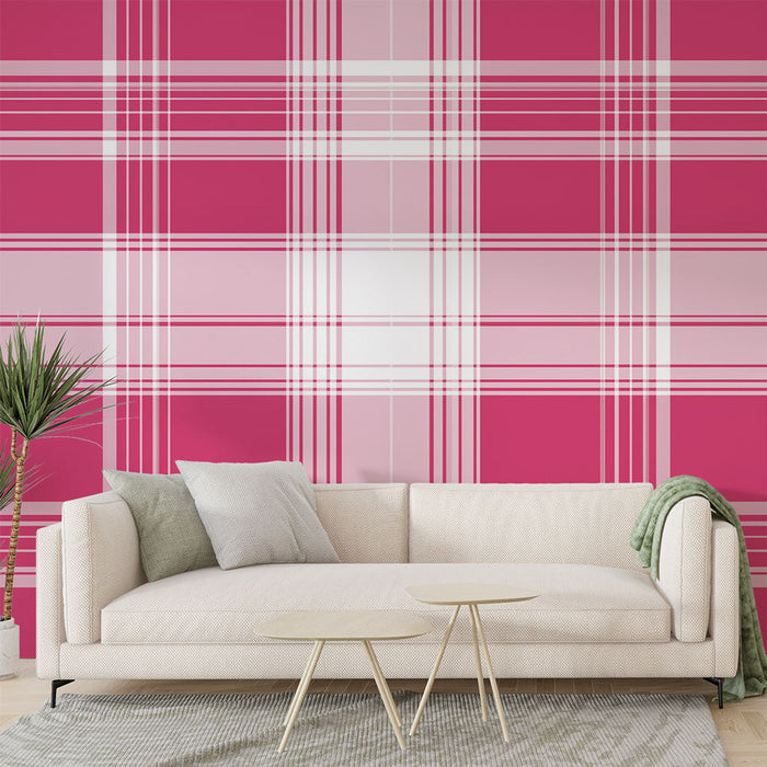 Fototapet skotsk | Lyserød ternet tartan