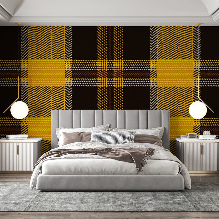 Fototapet tartan | Gul brun svart tartan