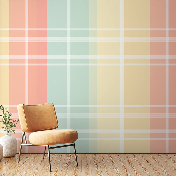 Fototapet | Gul Rød Grøn Pastel Tartan