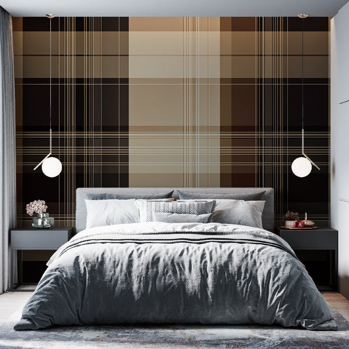 Fototapet skotsk | Brun, sort og beige tern