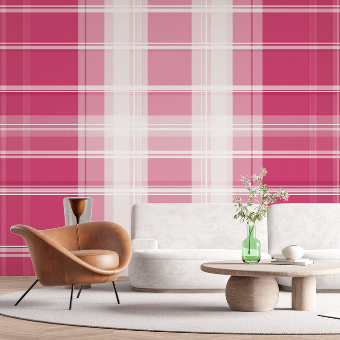 Foto Behang Schots | Tartan tinten van roze