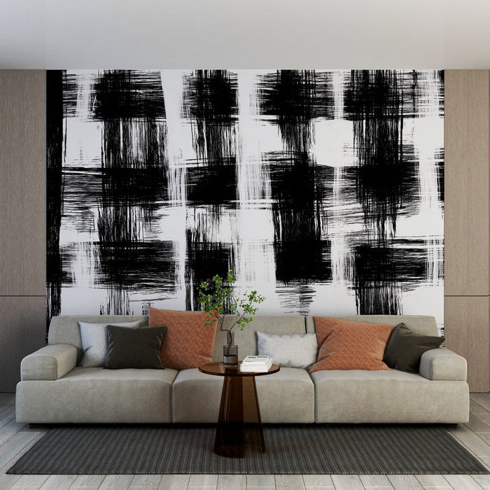 Muraaltapeet | Tartan väikesed must-valged ruudud