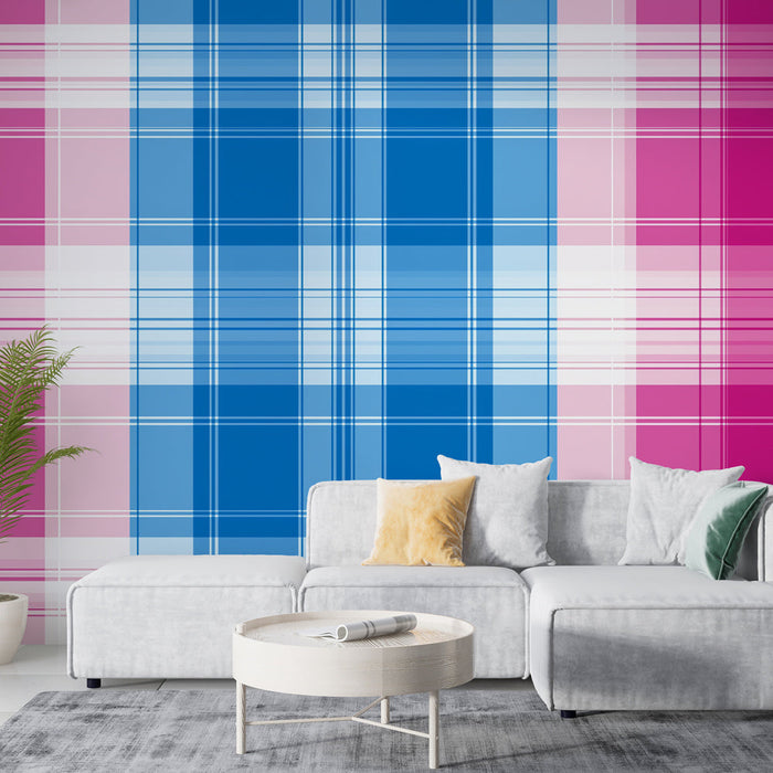 Tapeta | Ružičasti i plavi tartan