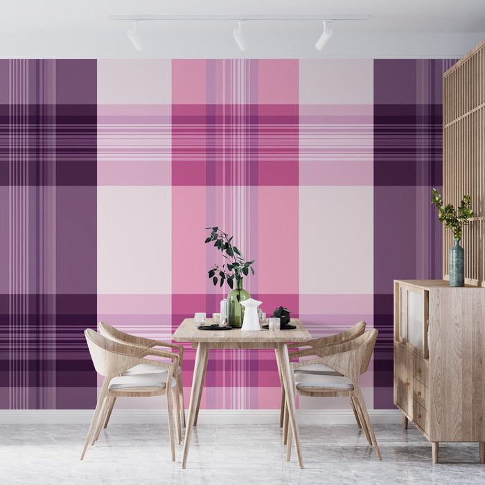 Ταπετσαρία τοίχου | Ροζ και μοβ ταρτάν