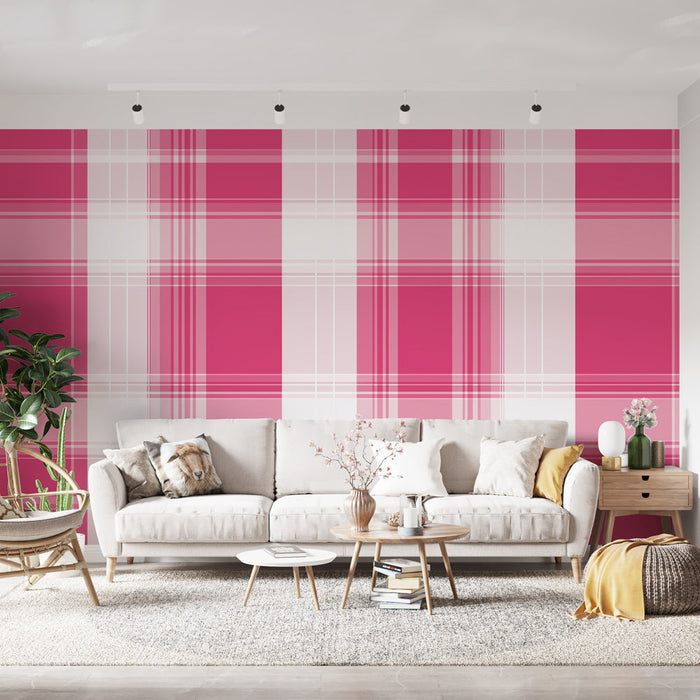 Tapeta w kratę | Różowy tartan