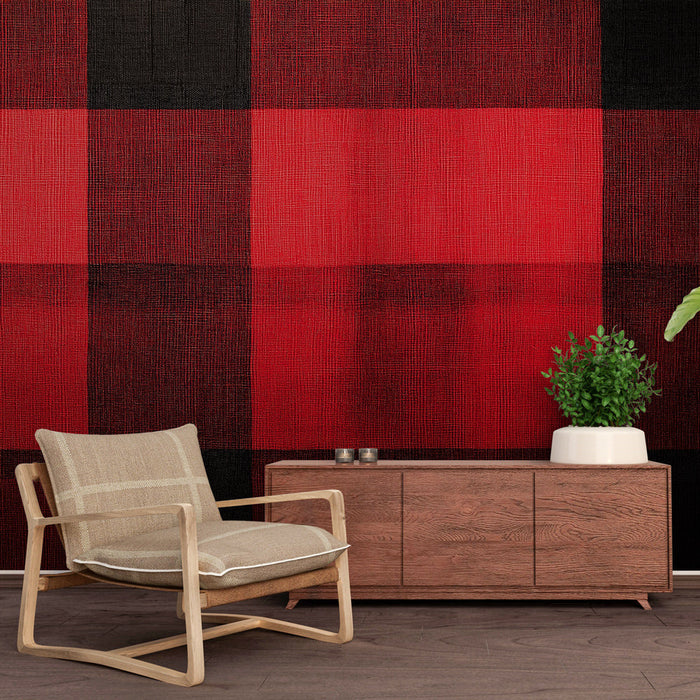 Mural Wallpaper | Red and Black Tartan