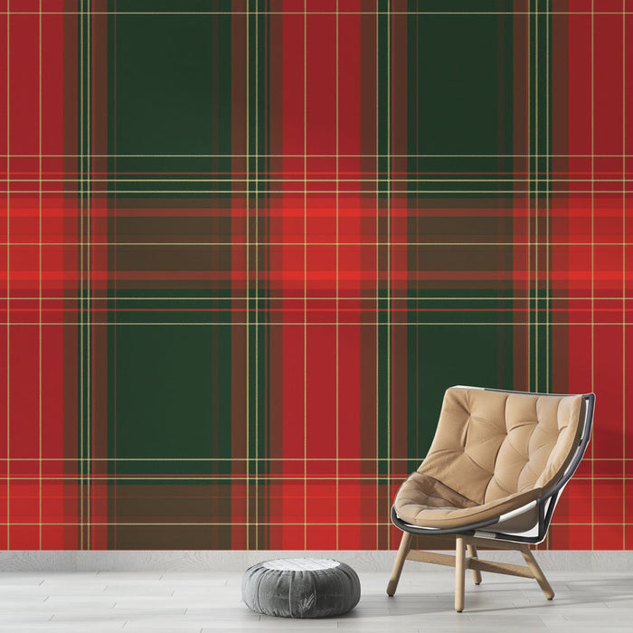 Tapetti | Perinteinen vihreä ja punainen tartaani