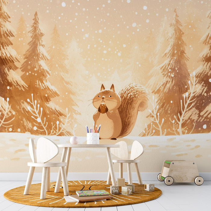 Squirrel Wallpaper | Snowy Pine Forest