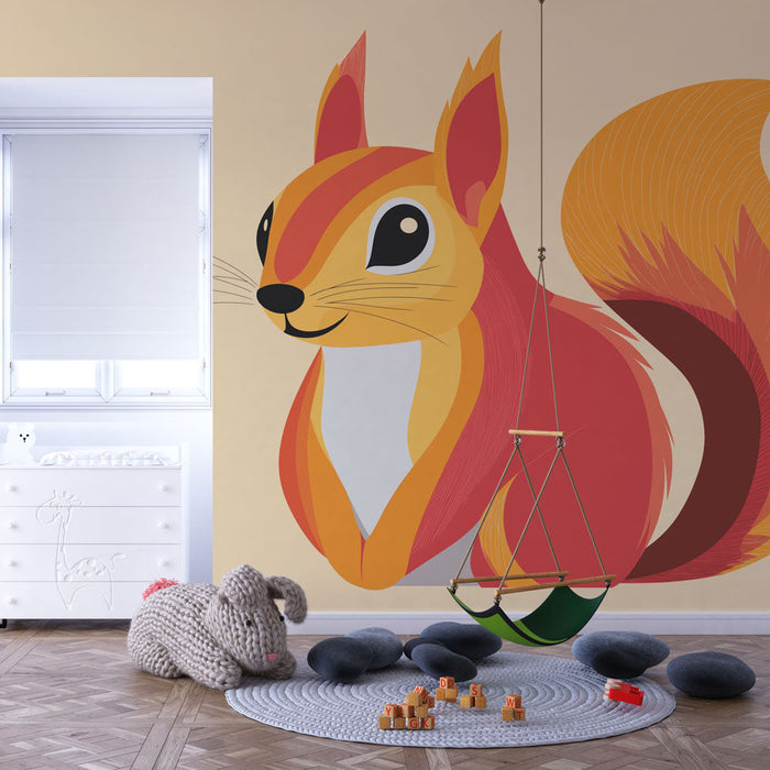 Mural Wallpaper squirrel | Colorful squirrel with bright shades on a soft background