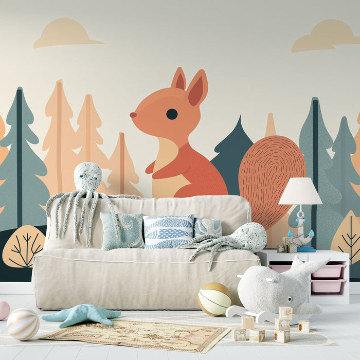 Фототапет катерица | Стилизирана катерица в нордическа гора