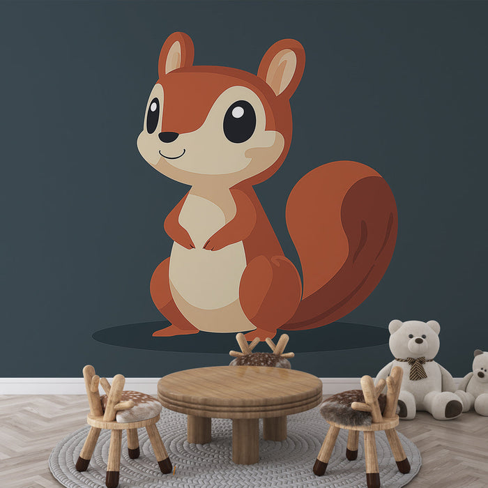 Cute Squirrel Mural Wallpaper | Stylized Squirrel with Bright Colors