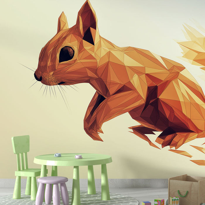 Papel pintado ardilla poligonal | Ardilla estilizada artísticamente en formas geométricas