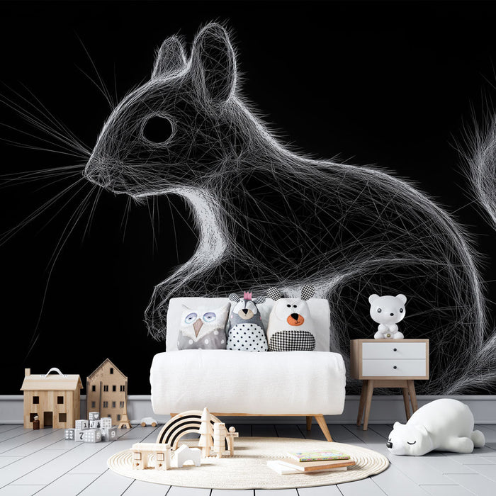 Mural Wallpaper stylized squirrel | Modern design in bright filigree