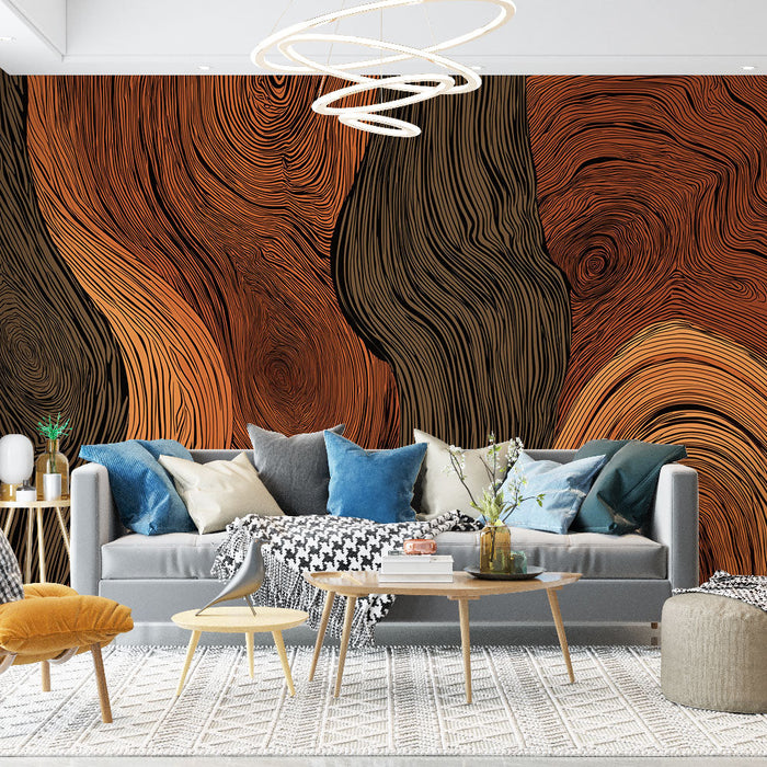 Carta da parati effetto legno | Motivi a grana di legno dai toni caldi