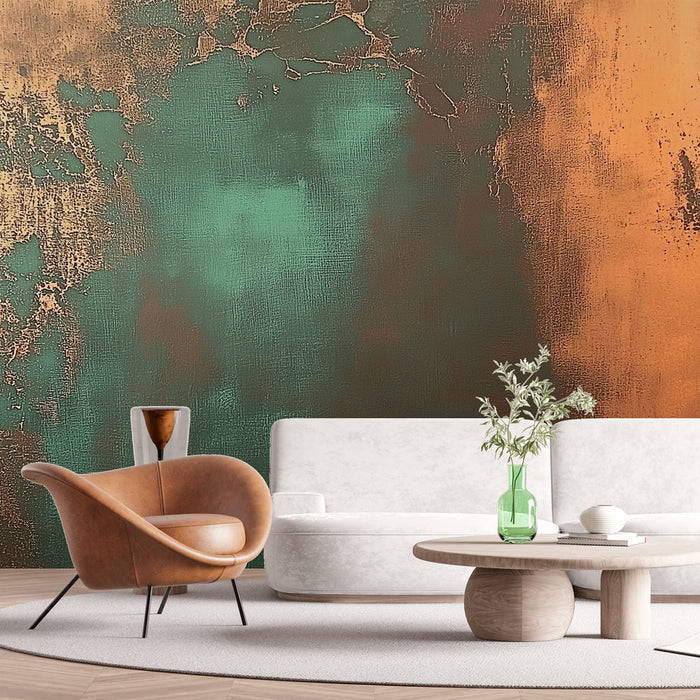 Foto tapeet metallilise efektiga | Disain smaragdroheline ja kuldne