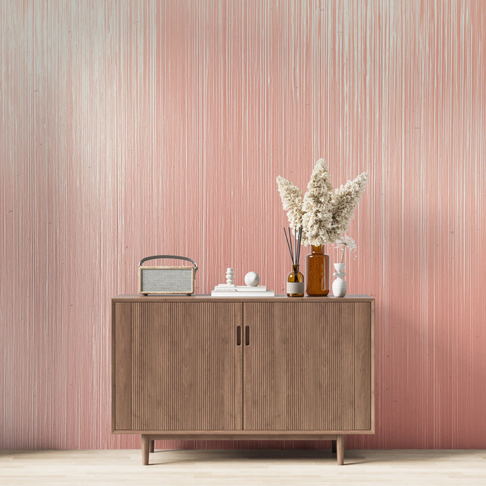 Tapetti metalliefekti | Vaaleanpunainen gradientti lineaarisella tekstuurilla