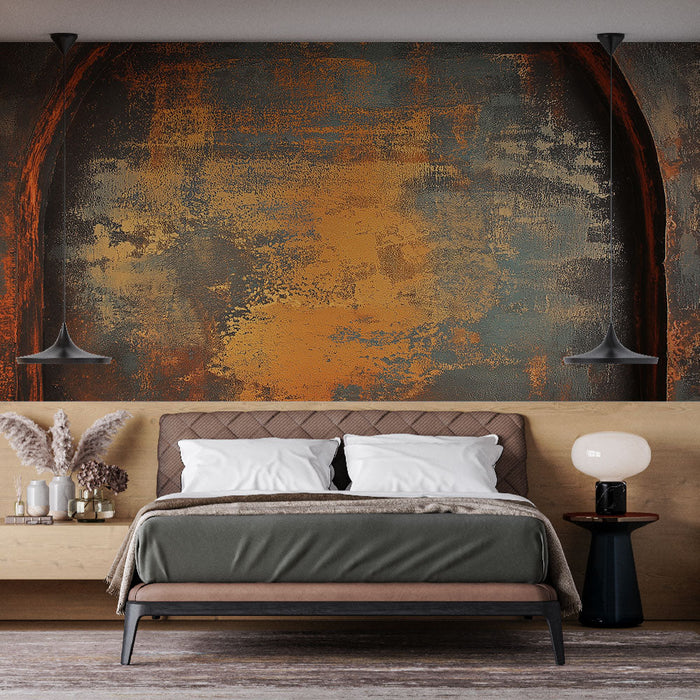 Рустикален ефект тапет | Метална текстура с топли нюанси