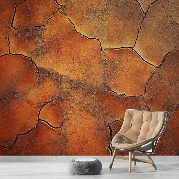 Fototapet terrakota etkisi | Sıcak tonlarda çatlak desen