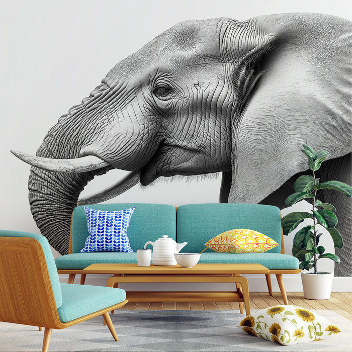 Tapetti Elephant | Monokromaattinen eleganssi yksityiskohdissa