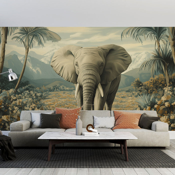 Tapeta s motivem slona | Elegantní slon uprostřed bujné přírody