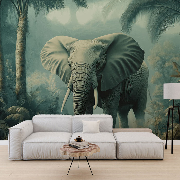 Papel de parede elefante | Cena elegante da selva com um elefante majestoso