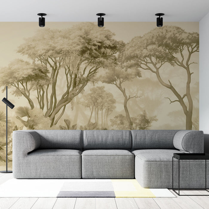 Papel de parede elefante | Floresta retrô