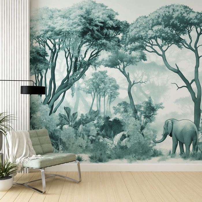 Fototapet elefant | Skog allt i sjögrönt