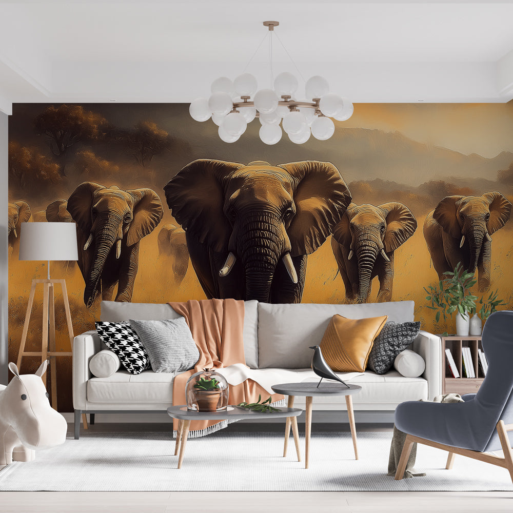 Foto Behang olifanten | Wilde elegantie in de savanne — WonderMural, image size:1000x1000