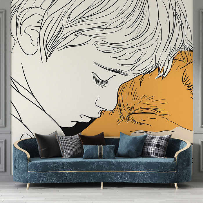 Tapetti lapsi ja kettu | Lempeä hetki hellyyttä lapsen ja ketun välillä