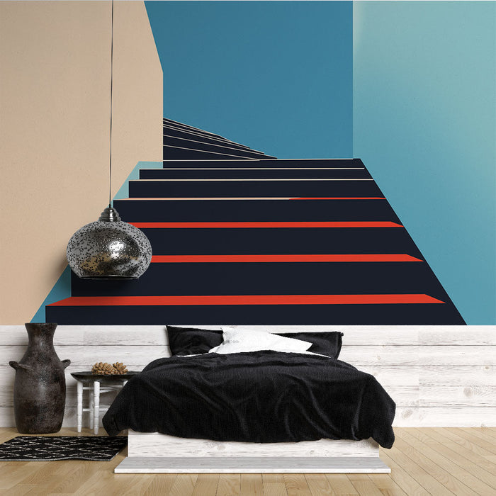 Carta da parati scala stilizzata | Design grafico moderno con scale colorate