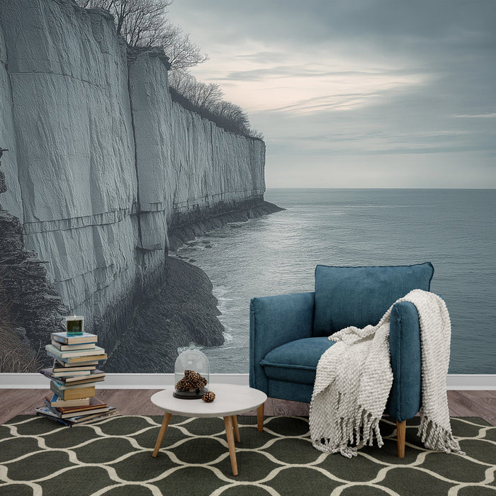 Mural Wallpaper marine-cliff | White cliff elevation and calm sea