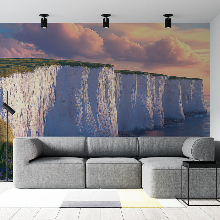 Foto Behang kliffen | Oogverblindende witte kliffen aan zee