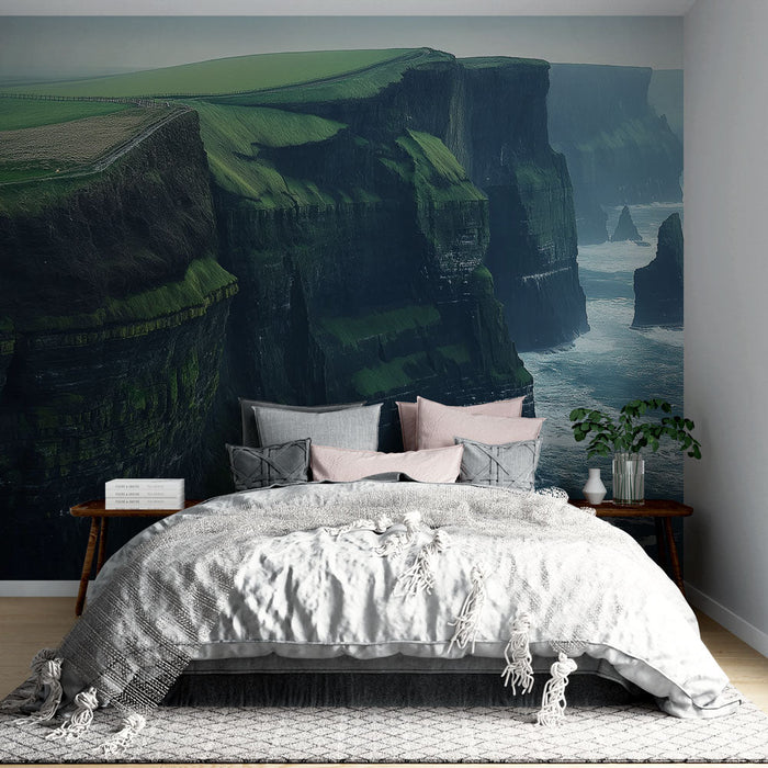 Mural Wallpaper Cliffs | Spectacular coastal landscape with lush green cliffs