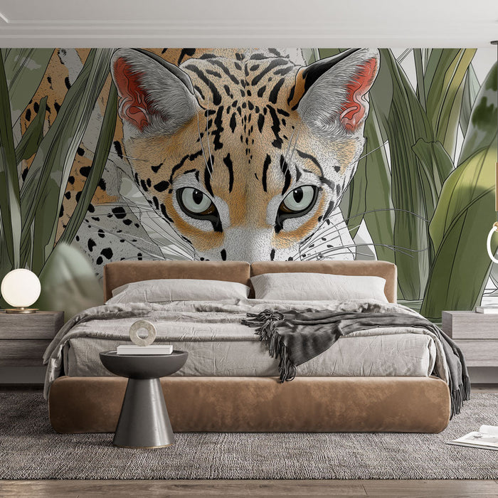 Tapet Feline | Tiger observerer i den frodige vegetation