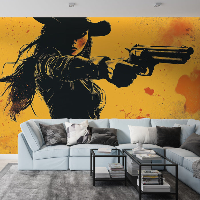 Tapete жена каубой | Художествена илюстрация на решителна каубойка