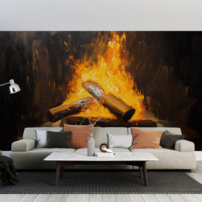 Fototapet wood fire | En varm och tröstande atmosfär