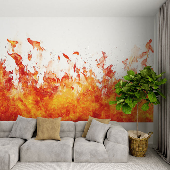 Mural Wallpaper fire | Vibrant flames in red and orange