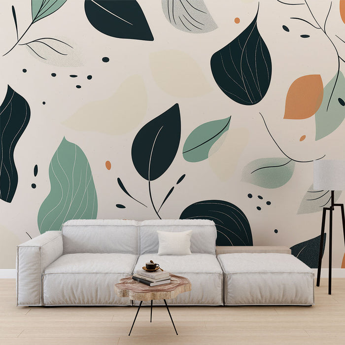 Tapeta s abstraktními listy | Barevné listové vzory na světlém pozadí