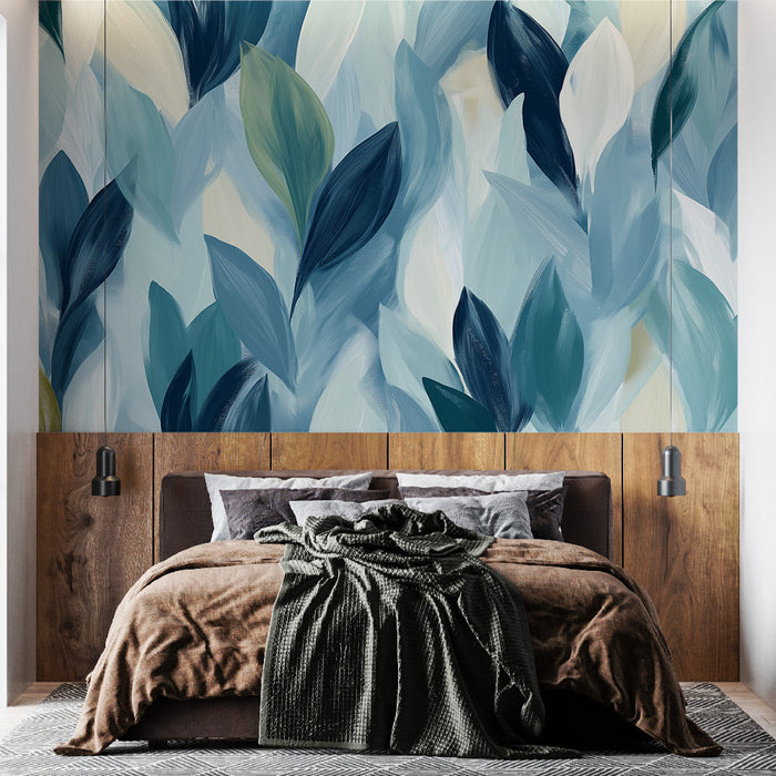 Mural Wallpaper aquatic foliage | Leaves with soft tones and textured