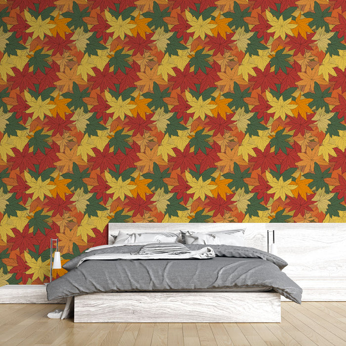 Fotótapé őszi lombszínezet | Színes levelek mintái meleg tónusokban