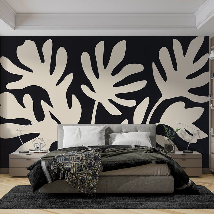 Mural Wallpaper beige foliage | Contrast of colors