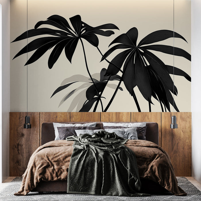 Mural Wallpaper beige foliage | Magnificent dark vegetation