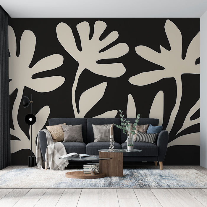 Papel pintado beige follaje | Estilo moderno