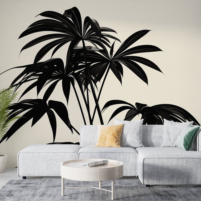 Mural Wallpaper beige foliage | Hawaiian vegetation