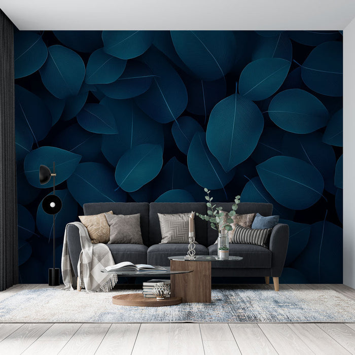 Mural Wallpaper blue foliage | Delicate leaves and soothing texture