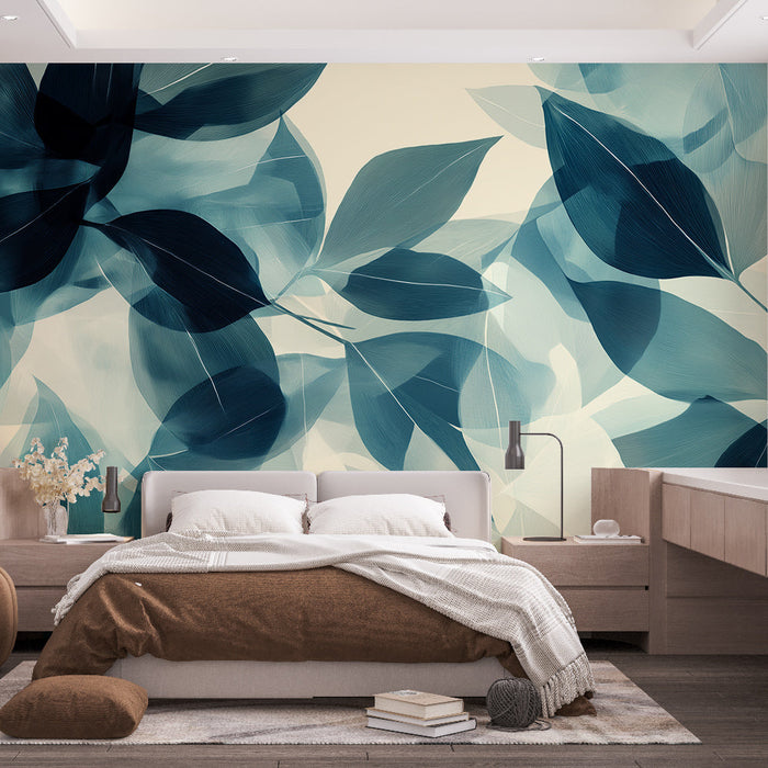 Mural Wallpaper sinine lehestik | Kattuvus ja läbipaistvus