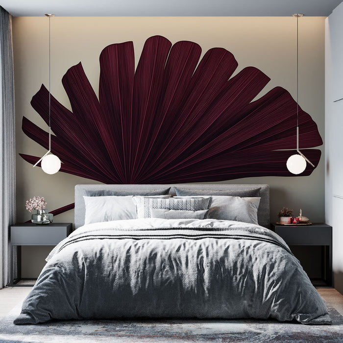 Тапет листа Бордо | Елегантен лист в нюанси на Бордо на мек фон