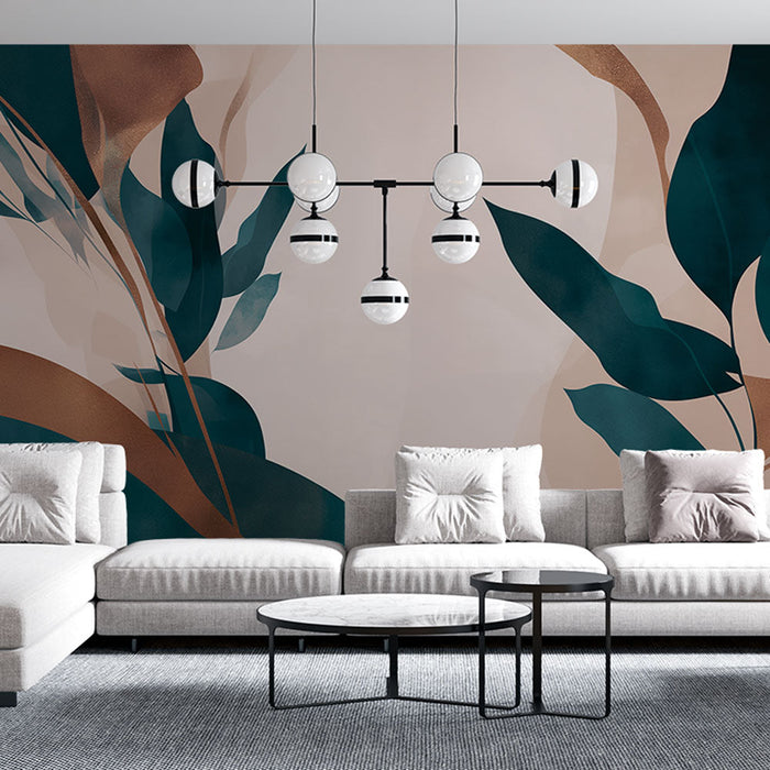 Tapete chic φύλλων | Τερακότα και πράσινο